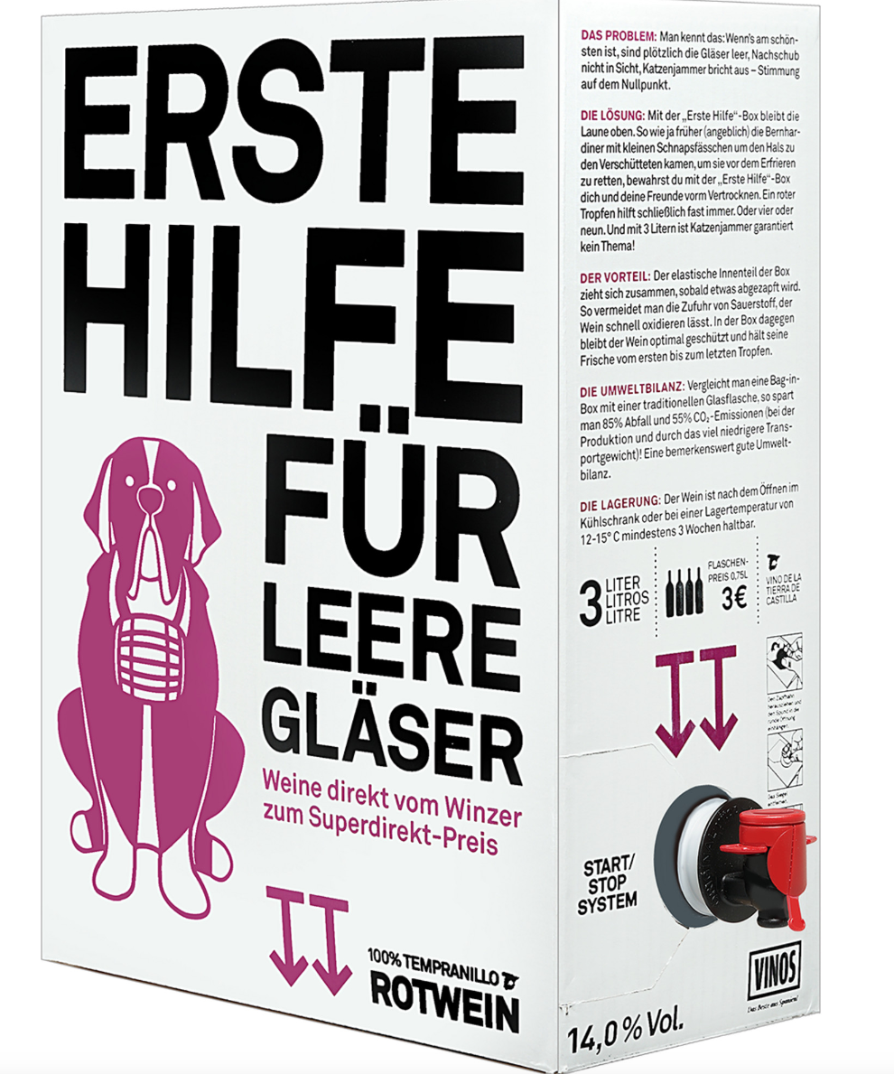 Erste-Hilfe-Box Rotwein - 3 Liter